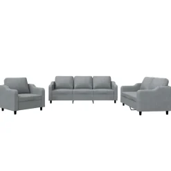 vidaXL Juego de sofás con cojines 3 piezas tela Gris claro Online