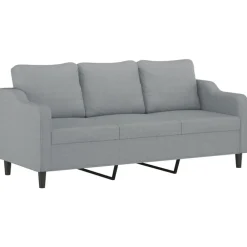 vidaXL Juego de sofás con cojines 3 piezas tela Gris claro Online