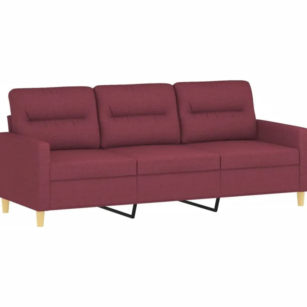 vidaXL Juego de sofás con cojines 3 piezas tela rojo tinto Rojo vino tinto Best