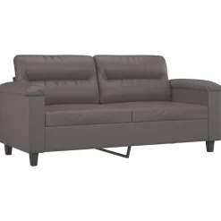 vidaXL Juego de sofás con cojines 3 piezas cuero sintético Gris Hot