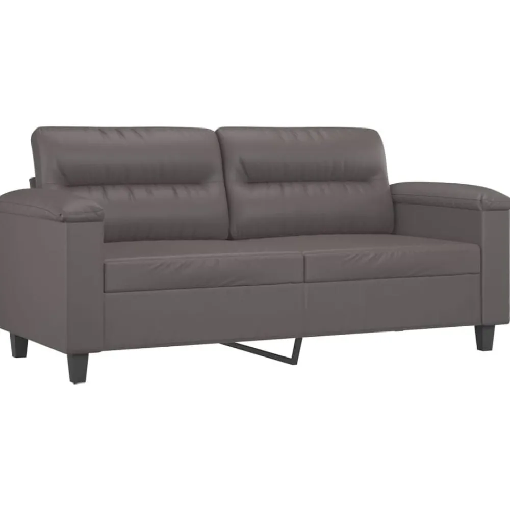 vidaXL Juego de sofás con cojines 3 piezas cuero sintético Gris Hot