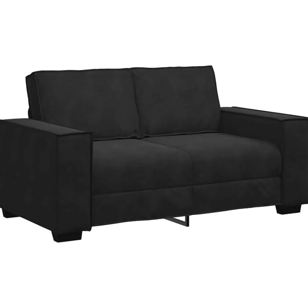 vidaXL Juego de sofás con cojines 3 piezas terciopelo Negro Best