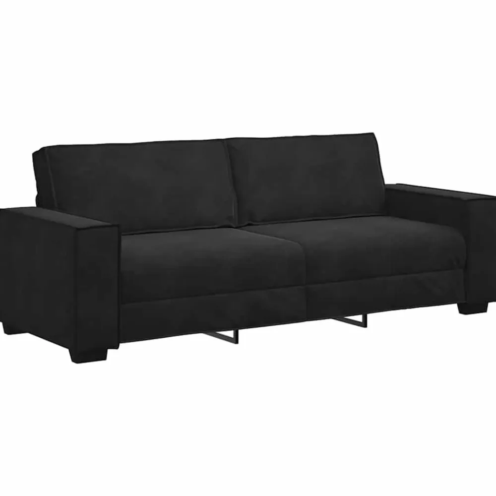 vidaXL Juego de sofás con cojines 3 piezas terciopelo Negro Best