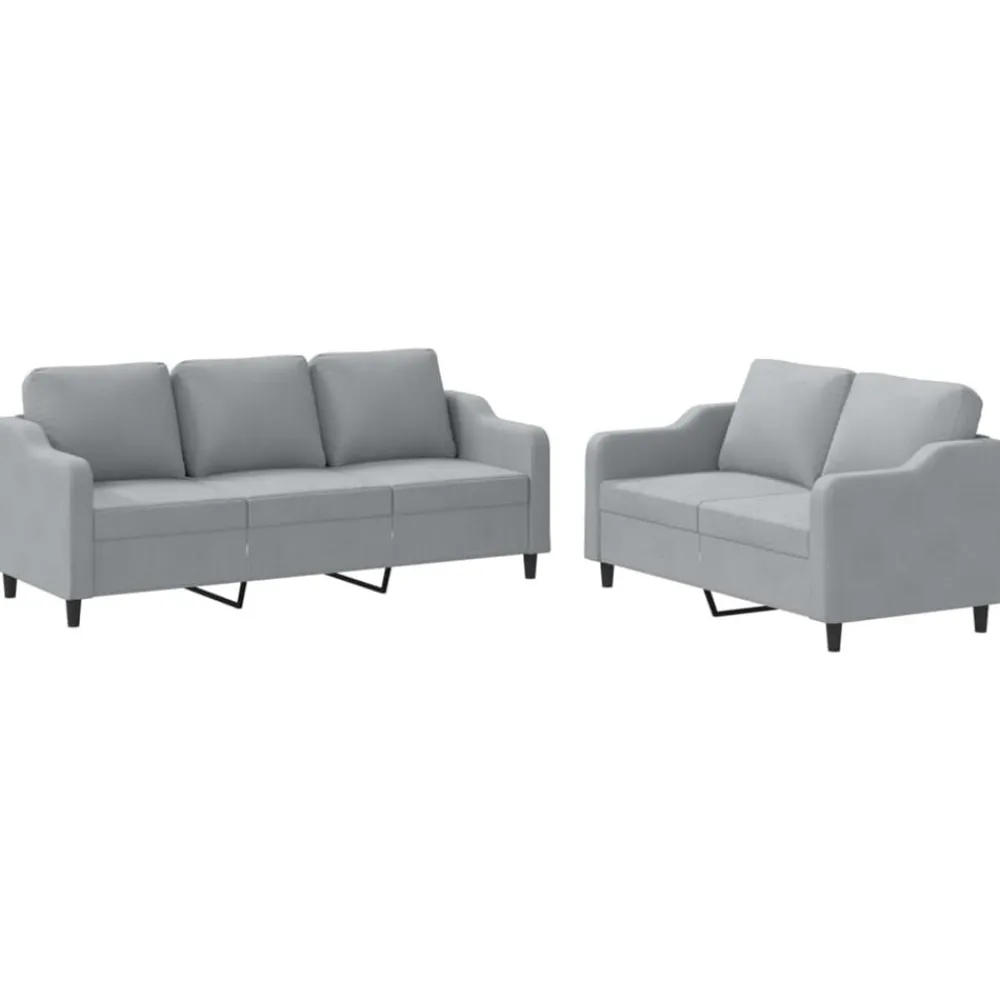 vidaXL Juego de sofás con cojines 2 piezas tela Gris claro Clearance