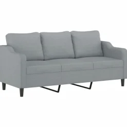vidaXL Juego de sofás con cojines 2 piezas tela Gris claro Clearance