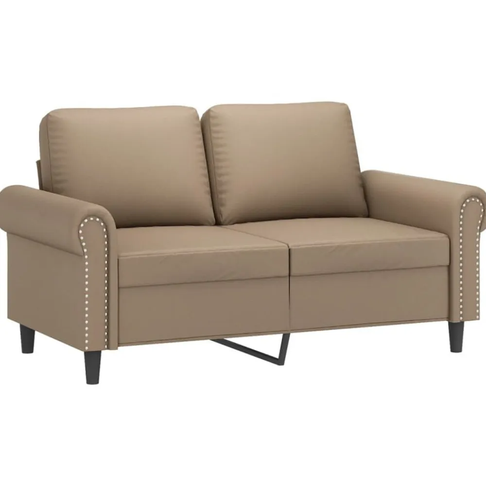 vidaXL Juego de sofás con cojines 2 piezas cuero sintético Capuchino New
