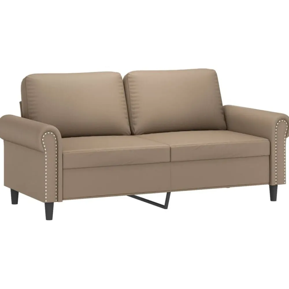 vidaXL Juego de sofás con cojines 2 piezas cuero sintético Capuchino New