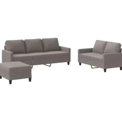 vidaXL Juego de sofás con cojines 3 piezas tela gris taupe Taupé Online