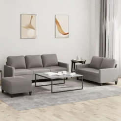 vidaXL Juego de sofás con cojines 3 piezas tela gris taupe Taupé Online