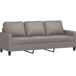 vidaXL Juego de sofás con cojines 3 piezas tela gris taupe Taupé Online