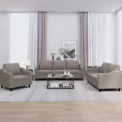 vidaXL Juego de sofás con cojines 3 piezas tela gris taupe Taupé Sale
