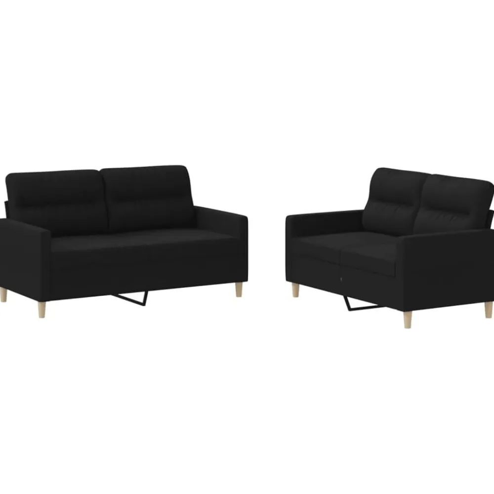vidaXL Juego de sofás con cojines 2 piezas tela Negro Sale
