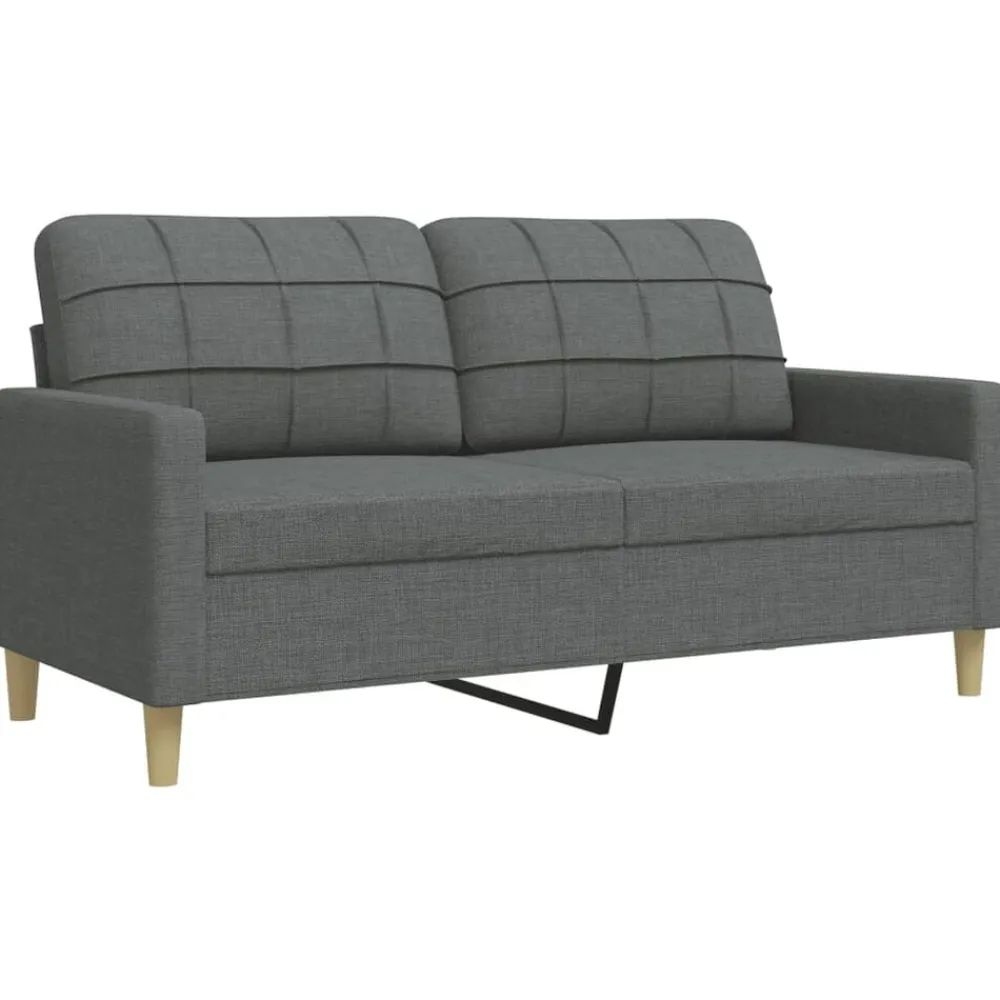 vidaXL Juego de sofás con cojines 2 piezas tela Gris oscuro Outlet