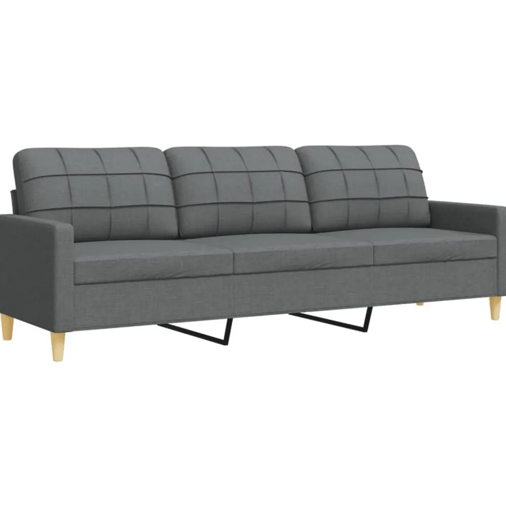 vidaXL Juego de sofás con cojines 2 piezas tela Gris oscuro Outlet