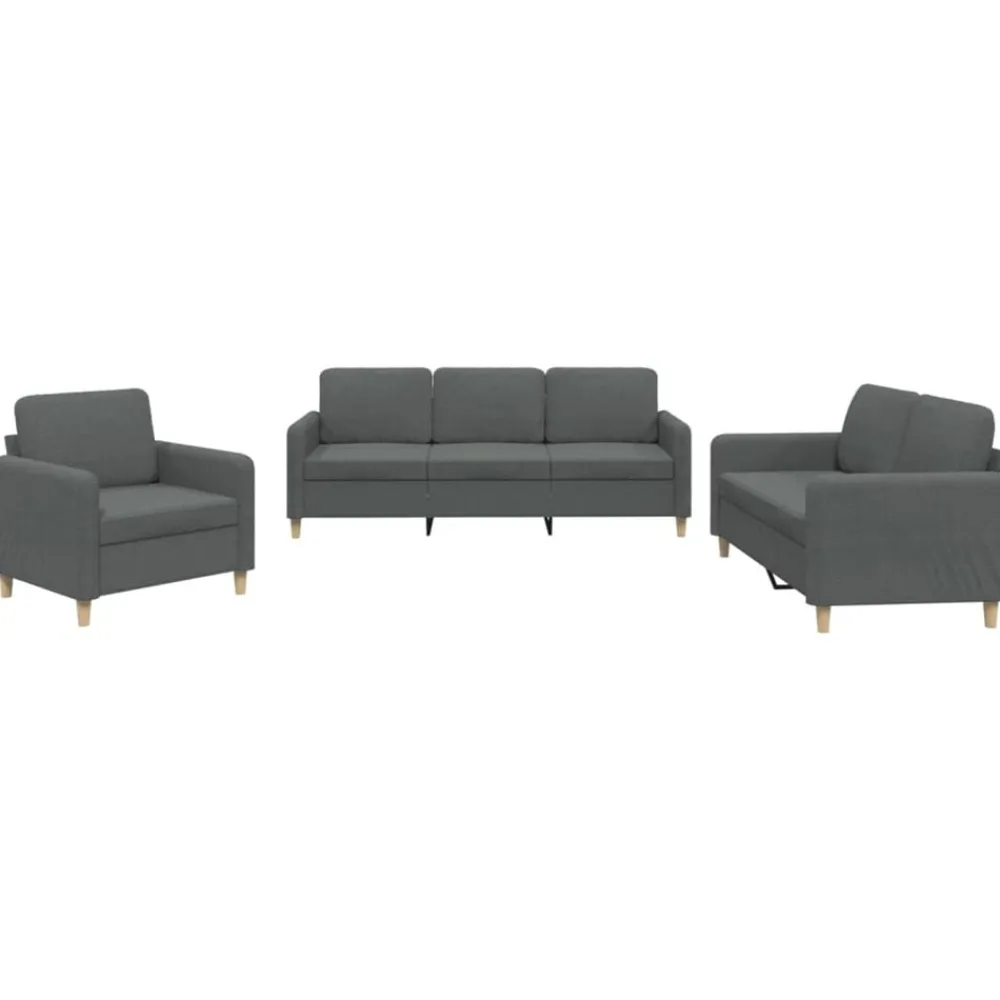 vidaXL Juego de sofás con cojines 3 piezas tela Gris oscuro Clearance