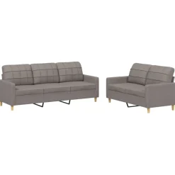 vidaXL Juego de sofás con cojines 2 piezas tela gris taupe Taupé Clearance