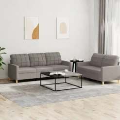 vidaXL Juego de sofás con cojines 2 piezas tela gris taupe Taupé Clearance