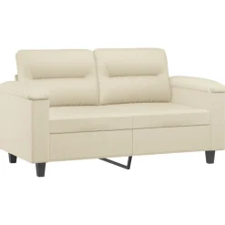 vidaXL Juego de sofás con cojines 2 piezas cuero sintético color Crema New