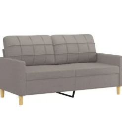 vidaXL Sofás-Juego de sofás con cojines 3 piezas tela gris taupe