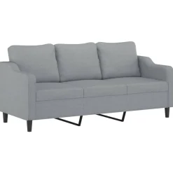 vidaXL Juego de sofás con cojines 3 piezas tela Gris claro Hot