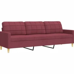 vidaXL Sofás-Juego de sofás con cojines 2 piezas tela rojo tinto