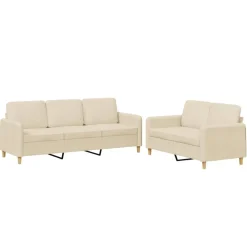 vidaXL Juego de sofás con cojines 2 piezas tela Crema Clearance