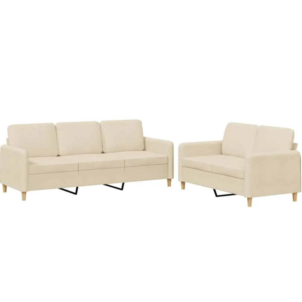 vidaXL Juego de sofás con cojines 2 piezas tela Crema Clearance