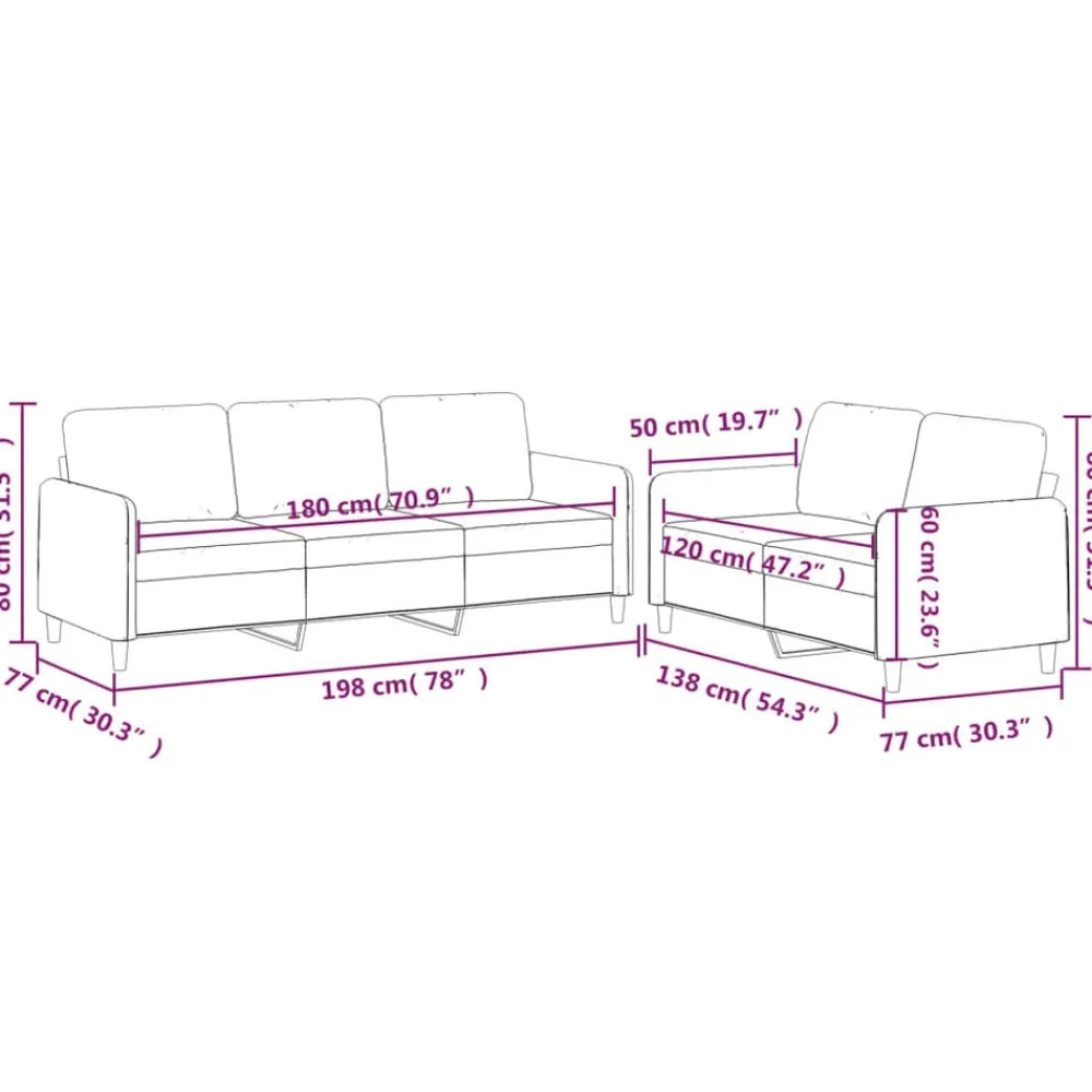 vidaXL Juego de sofás con cojines 2 piezas tela Crema Clearance