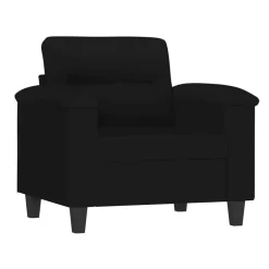 vidaXL Juego de sofás con cojines 3 piezas tela microfibra Negro Sale