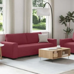 vidaXL Juego de sofás con cojines 2 piezas tela rojo tinto Rojo vino tinto New