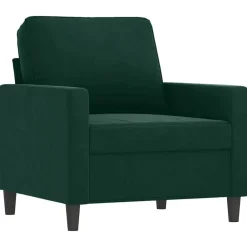 vidaXL Juego de sofás con cojines 3 piezas terciopelo Verde oscuro Online