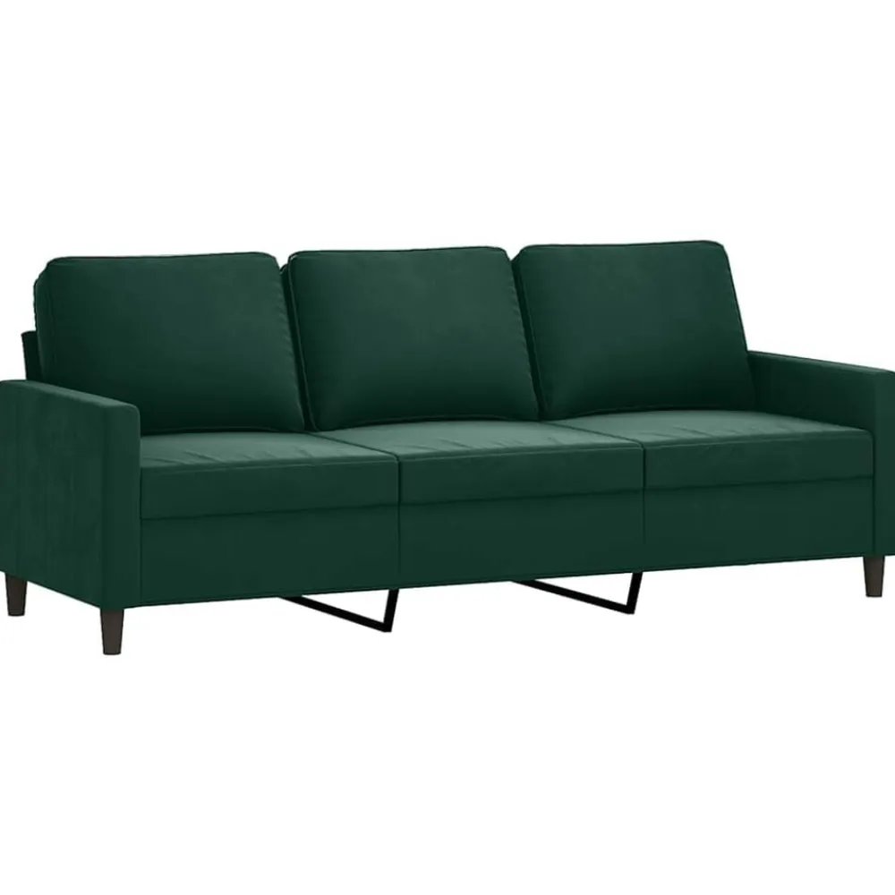 vidaXL Juego de sofás con cojines 3 piezas terciopelo Verde oscuro Online
