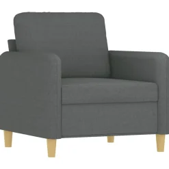 vidaXL Juego de sofás con cojines 3 piezas tela Gris oscuro Discount