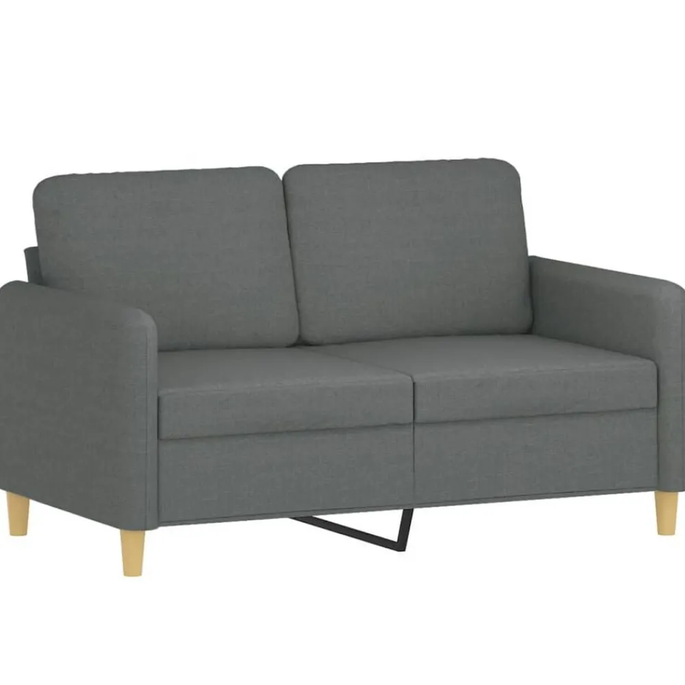 vidaXL Juego de sofás con cojines 3 piezas tela Gris oscuro Discount