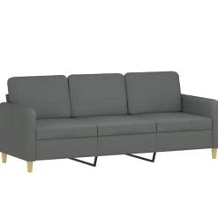 vidaXL Juego de sofás con cojines 3 piezas tela Gris oscuro Discount