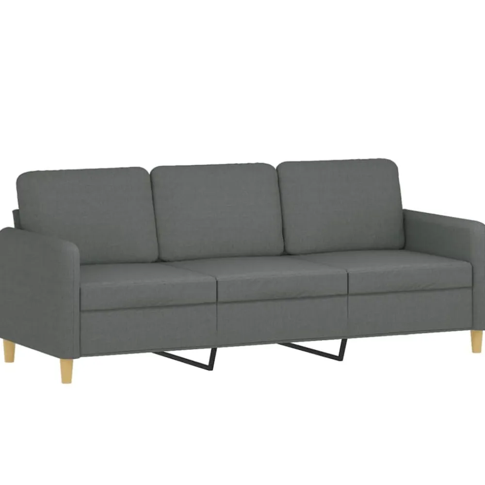 vidaXL Juego de sofás con cojines 3 piezas tela Gris oscuro Discount