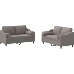 vidaXL Juego de sofás con cojines 2 piezas tela gris taupe Taupé New