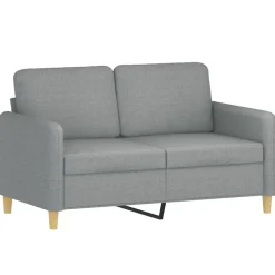 vidaXL Juego de sofás con cojines 2 piezas tela Gris claro Discount