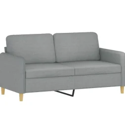 vidaXL Juego de sofás con cojines 2 piezas tela Gris claro Discount