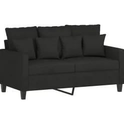 vidaXL Juego de sofás con cojines 3 piezas tela Negro Clearance