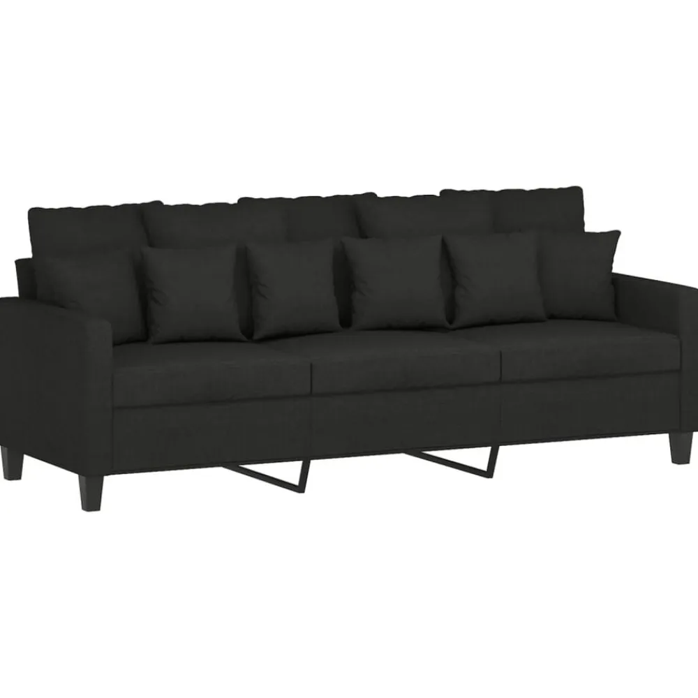 vidaXL Juego de sofás con cojines 3 piezas tela Negro Clearance