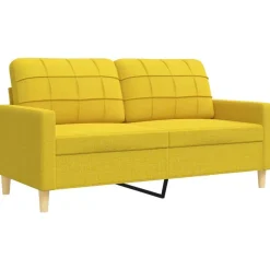 vidaXL Juego de sofás con cojines 2 piezas tela Amarillo claro Best