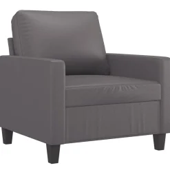 vidaXL Juego de sofás con cojines 4 piezas cuero sintético Gris Outlet