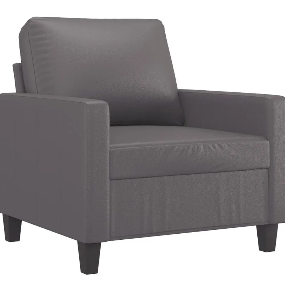 vidaXL Juego de sofás con cojines 4 piezas cuero sintético Gris Outlet