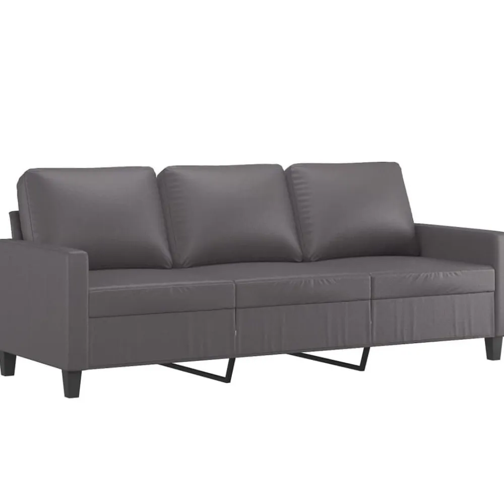 vidaXL Juego de sofás con cojines 4 piezas cuero sintético Gris Outlet