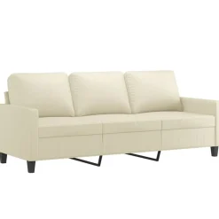 vidaXL Juego de sofás con cojines 2 piezas cuero sintético Crema Best