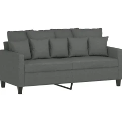 vidaXL Juego de sofás con cojines 3 piezas tela Gris oscuro Clearance
