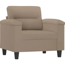 vidaXL Sofás-Juego de sofás con cojines 3 piezas tela microfibra taupe