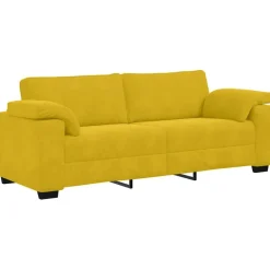vidaXL Juego de sofás con cojines 3 piezas terciopelo Amarillo Hot
