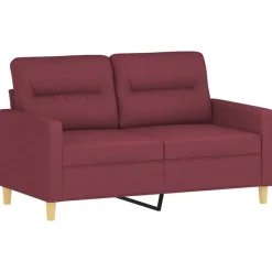 vidaXL Sofás-Juego de sofás con cojines 2 piezas tela rojo tinto